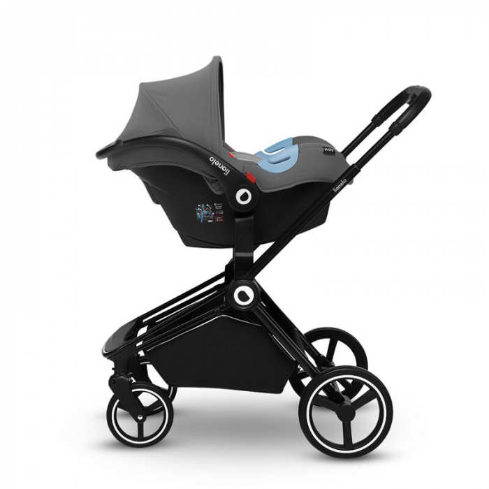 Lionelo - Carucior Mika, 3 in 1, Cadru din aluminiu, Cu landou intarit si salteluta moale, Scoica auto, Reversibil, Maner ajustabil, Plasa de tantari, Husa de ploaie, de picioare, Pana la 22 kg, EN188 [14]