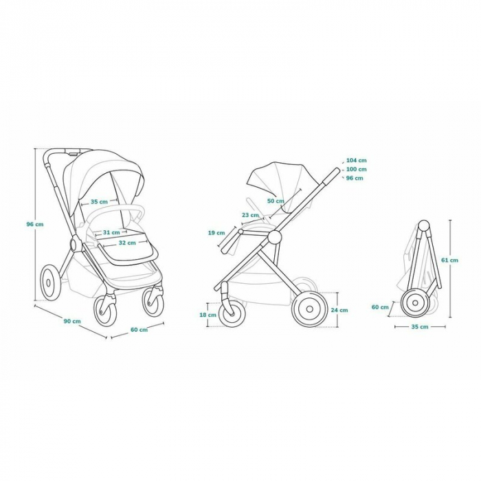 Lionelo - Carucior Mika, 3 in 1, Cadru din aluminiu, Cu landou intarit si salteluta moale, Scoica auto, Reversibil, Maner ajustabil, Plasa de tantari, Husa de ploaie, de picioare, Pana la 22 kg, EN188 [37]