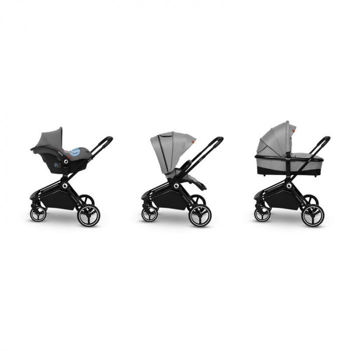 Lionelo - Carucior Mika, 3 in 1, Cadru din aluminiu, Cu landou intarit si salteluta moale, Scoica auto, Reversibil, Maner ajustabil, Plasa de tantari, Husa de ploaie, de picioare, Pana la 22 kg, EN188 [4]