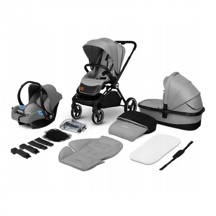 Lionelo - Carucior Mika, 3 in 1, Cadru din aluminiu, Cu landou intarit si salteluta moale, Scoica auto, Reversibil, Maner ajustabil, Plasa de tantari, Husa de ploaie, de picioare, Pana la 22 kg, EN188 [2]