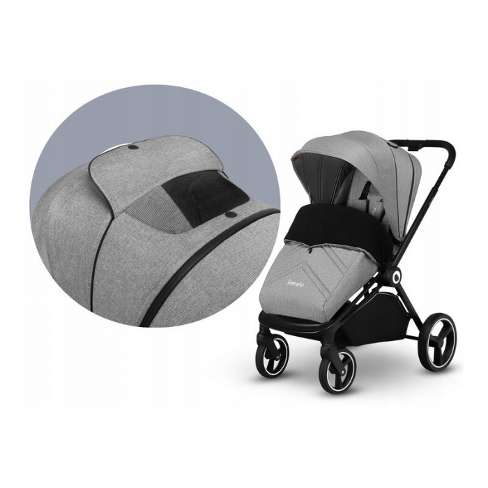 Lionelo - Carucior Mika, 3 in 1, Cadru din aluminiu, Cu landou intarit si salteluta moale, Scoica auto, Reversibil, Maner ajustabil, Plasa de tantari, Husa de ploaie, de picioare, Pana la 22 kg, EN188 [28]