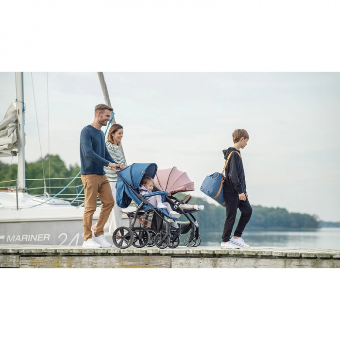 Lionelo - Carucior sport Annet Plus, De la nastere, Cu accesorii si capotina XXL reglabila, 0 - 22 Kg, Conform cu standardele europene de securitate EN1888-1 si EN1888-2, Albastru Denim [22]