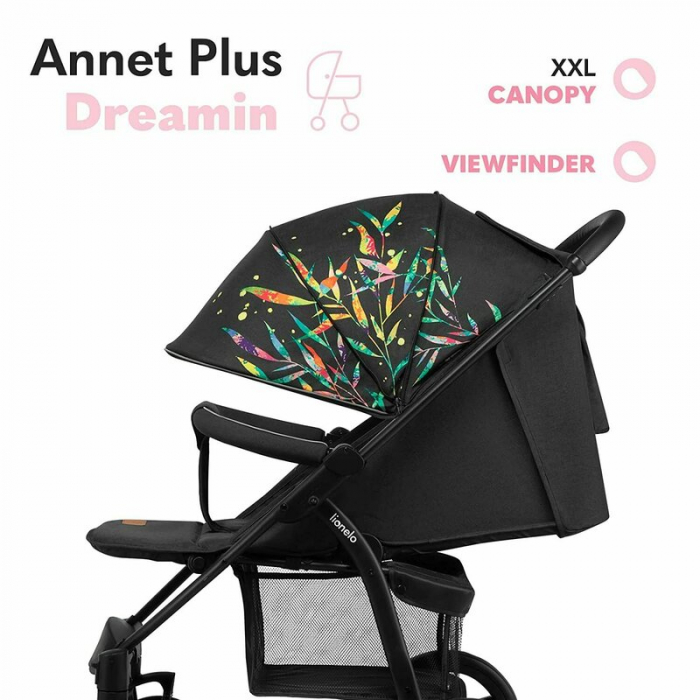 Lionelo - Carucior sport Annet Plus Dreamin\', Editie limitata, De la nastere, Cu accesorii, 0 - 22 Kg, Conform cu standardele europene de securitate EN1888-1 si EN1888-2, Negru [21]