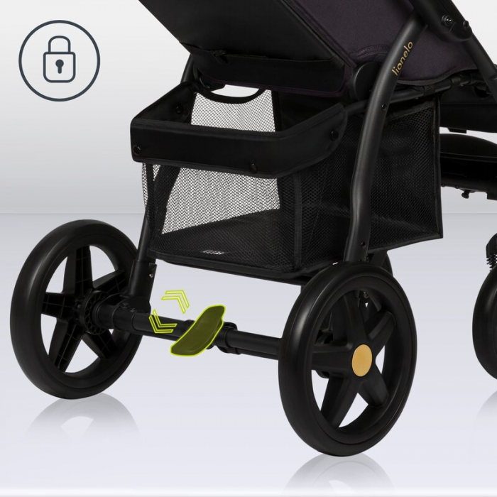 Lionelo - Carucior sport Annet Plus, Editie limitata, De la nastere, Cu accesorii si capotina XXL reglabila, 0 - 22 Kg, Conform cu standardele europene de securitate EN1888-1 si EN1888-2, Negru [22]