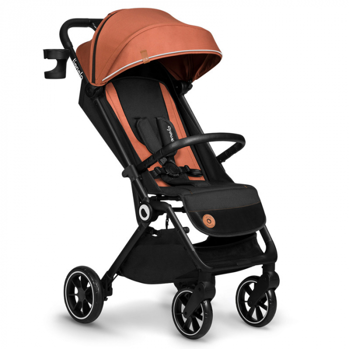 Lionelo - Carucior sport Cloe, De la nastere, Cu accesorii, Cadru din aluminiu, 0-22 kg, Usor, Pliabil cu o singura mana, Ideal pentru toate tipurile de suprafete, Maro [1]