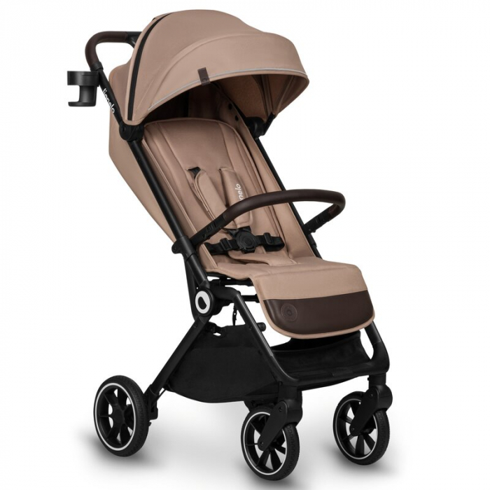 Lionelo - Carucior sport Cloe, De la nastere, Cu accesorii, Cadru din aluminiu, 0-22 kg, Usor, Pliabil cu o singura mana, Ideal pentru toate tipurile de suprafete, Bej [3]