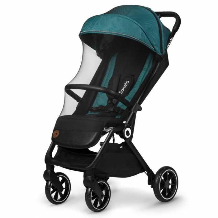 Lionelo - Carucior sport Cloe, De la nastere, Cu accesorii, Cadru din aluminiu, 0-22 kg, Usor, Pliabil cu o singura mana, Ideal pentru toate tipurile de suprafete, Verde smarald [5]
