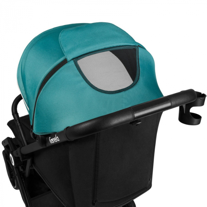 Lionelo - Carucior sport Cloe, De la nastere, Cu accesorii, Cadru din aluminiu, 0-22 kg, Usor, Pliabil cu o singura mana, Ideal pentru toate tipurile de suprafete, Verde smarald [18]