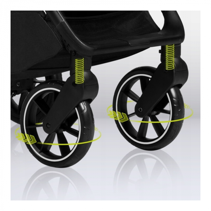 Lionelo - Carucior sport Cloe, De la nastere, Cu accesorii, Cadru din aluminiu, 0-22 kg, Usor, Pliabil cu o singura mana, Ideal pentru toate tipurile de suprafete, Verde smarald [27]
