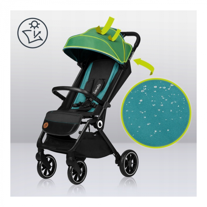 Lionelo - Carucior sport Cloe, De la nastere, Cu accesorii, Cadru din aluminiu, 0-22 kg, Usor, Pliabil cu o singura mana, Ideal pentru toate tipurile de suprafete, Verde smarald [6]