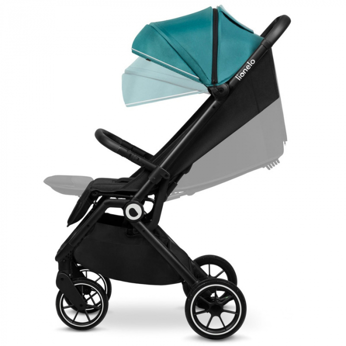 Lionelo - Carucior sport Cloe, De la nastere, Cu accesorii, Cadru din aluminiu, 0-22 kg, Usor, Pliabil cu o singura mana, Ideal pentru toate tipurile de suprafete, Verde smarald [10]