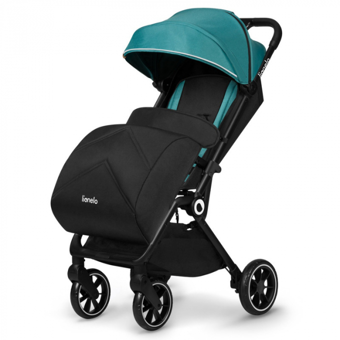 Lionelo - Carucior sport Cloe, De la nastere, Cu accesorii, Cadru din aluminiu, 0-22 kg, Usor, Pliabil cu o singura mana, Ideal pentru toate tipurile de suprafete, Verde smarald [4]