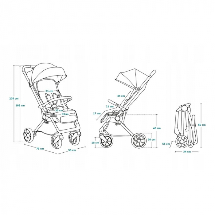 Lionelo - Carucior sport Cloe, De la nastere, Cu accesorii, Cadru din aluminiu, 0-22 kg, Usor, Pliabil cu o singura mana, Ideal pentru toate tipurile de suprafete, Bej [57]