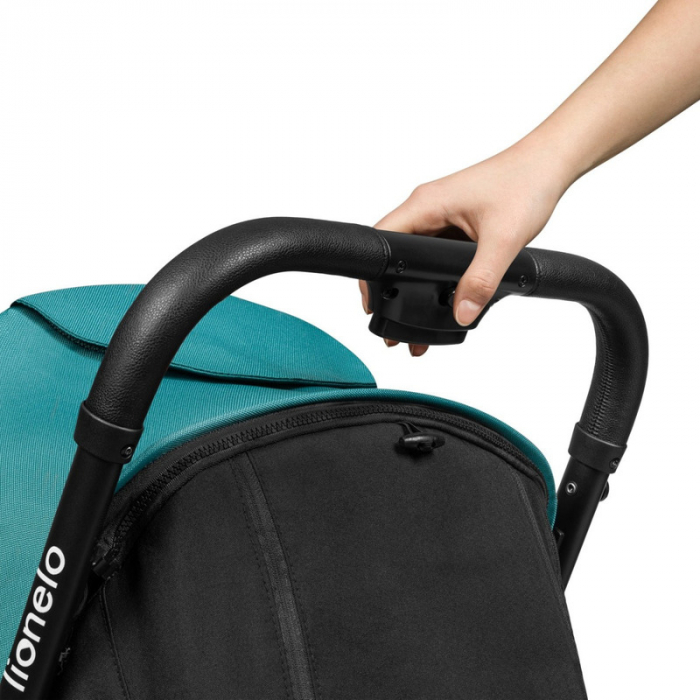 Lionelo - Carucior sport Cloe, De la nastere, Cu accesorii, Cadru din aluminiu, 0-22 kg, Usor, Pliabil cu o singura mana, Ideal pentru toate tipurile de suprafete, Verde smarald [20]