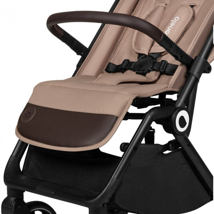 Lionelo - Carucior sport Cloe, De la nastere, Cu accesorii, Cadru din aluminiu, 0-22 kg, Usor, Pliabil cu o singura mana, Ideal pentru toate tipurile de suprafete, Bej [6]