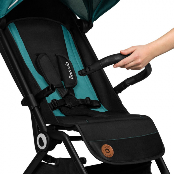 Lionelo - Carucior sport Cloe, De la nastere, Cu accesorii, Cadru din aluminiu, 0-22 kg, Usor, Pliabil cu o singura mana, Ideal pentru toate tipurile de suprafete, Verde smarald [15]