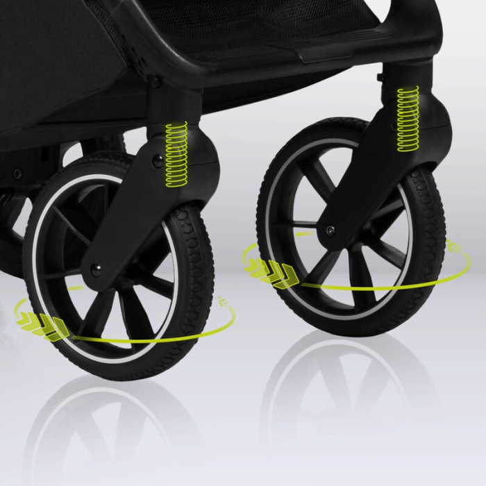Lionelo - Carucior sport Cloe, De la nastere, Cu accesorii, Cadru din aluminiu, 0-22 kg, Usor, Pliabil cu o singura mana, Ideal pentru toate tipurile de suprafete, Bej [25]