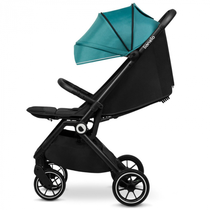 Lionelo - Carucior sport Cloe, De la nastere, Cu accesorii, Cadru din aluminiu, 0-22 kg, Usor, Pliabil cu o singura mana, Ideal pentru toate tipurile de suprafete, Verde smarald [11]