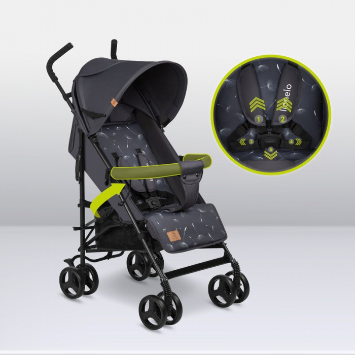Lionelo - Carucior sport Elia, Cu husa de picioare, Cu plasa de tantari, Conform cu standardul european de securitate EN1888-1, Gri inchis [20]