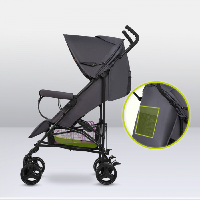 Lionelo - Carucior sport Elia, Cu husa de picioare, Cu plasa de tantari, Conform cu standardul european de securitate EN1888-1, Gri inchis [19]