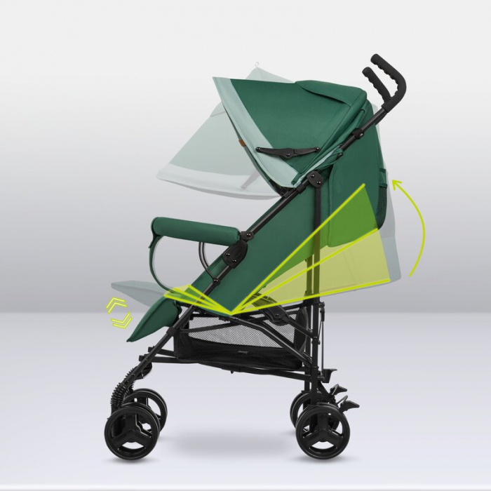 Lionelo - Carucior sport Elia, Cu husa de picioare, Cu plasa de tantari, Conform cu standardul european de securitate EN1888-1, Verde inchis [17]