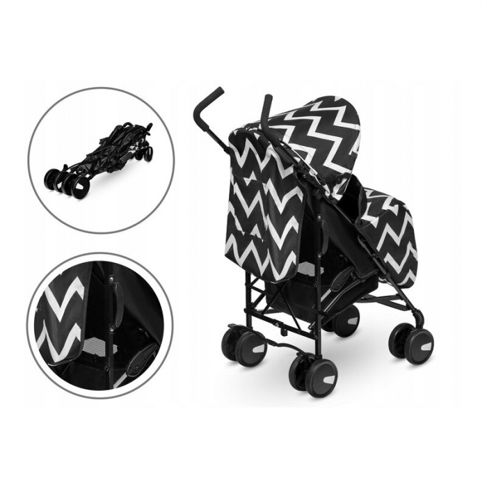 Lionelo - Carucior sport Elia Oslo, Cu husa de picioare, Cu plasa de tantari, Conform cu standardul european de securitate EN1888-1, Negru [15]