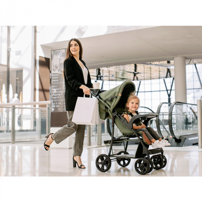 Lionelo - Carucior sport Emma Plus, Cu tavita, 2 Suporturi pentru pahar, Geanta accesorii, Conform cu standardul european de securitate EN1888-1, Forest Green [28]