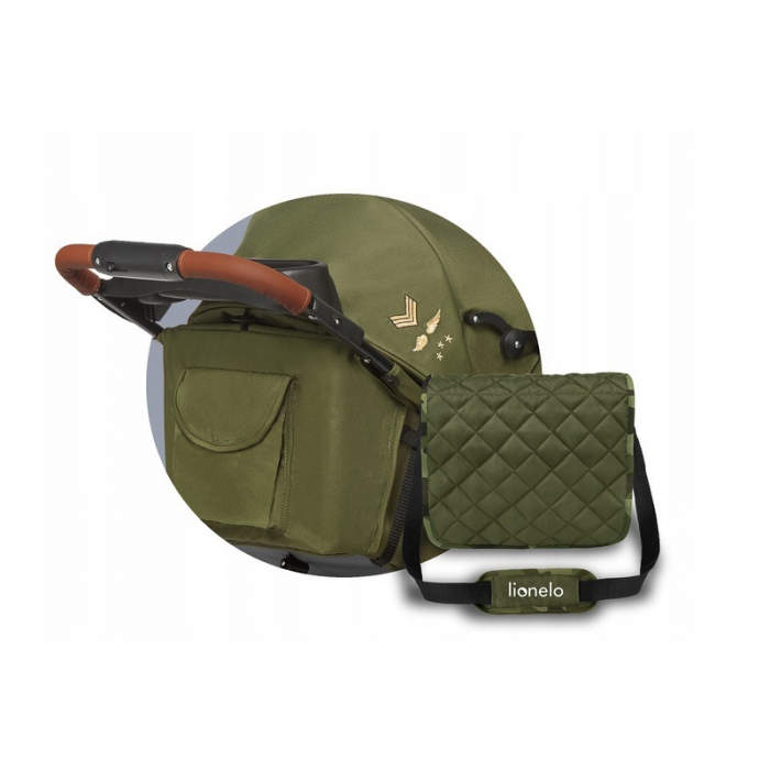 Lionelo - Carucior sport Emma Plus, Cu tavita, 2 Suporturi pentru pahar, Geanta accesorii, Conform cu standardul european de securitate EN1888-1, Forest Green [22]