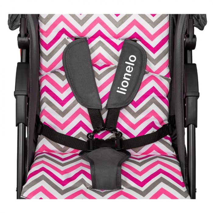 Lionelo - Carucior sport Emma Plus, Cu tavita, 2 Suporturi pentru pahar, Geanta accesorii, Conform cu standardul european de securitate EN1888-1, Pink Scandi [10]