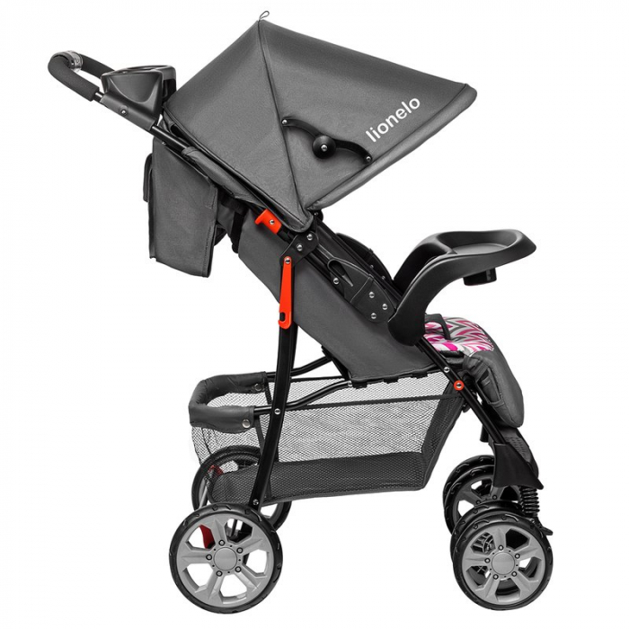 Lionelo - Carucior sport Emma Plus, Cu tavita, 2 Suporturi pentru pahar, Geanta accesorii, Conform cu standardul european de securitate EN1888-1, Pink Scandi [6]
