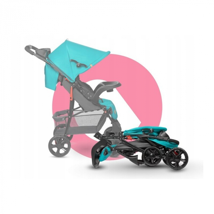 Lionelo - Carucior sport Emma Plus, Cu tavita, 2 Suporturi pentru pahar, Geanta accesorii, Conform cu standardul european de securitate EN1888-1, Vivid Turquoise [21]