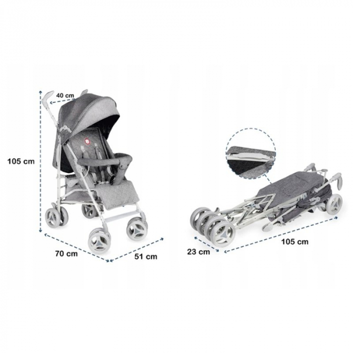 Lionelo - Carucior sport Irma, Cu husa de picioare, Cu plasa de tantari, Conform cu standardul european de securitate EN1888-1, Gri [37]
