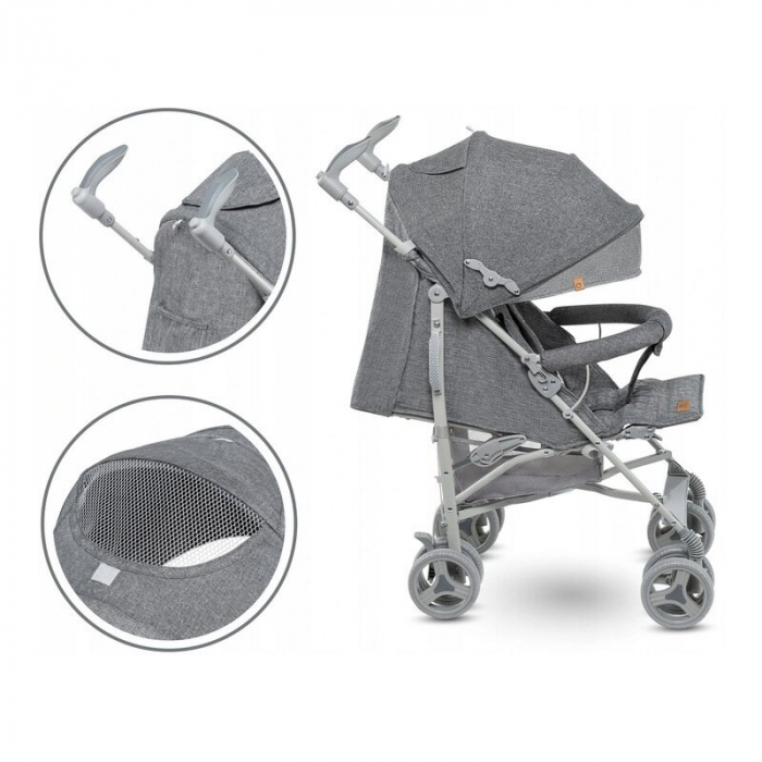 Lionelo - Carucior sport Irma, Cu husa de picioare, Cu plasa de tantari, Conform cu standardul european de securitate EN1888-1, Gri [17]