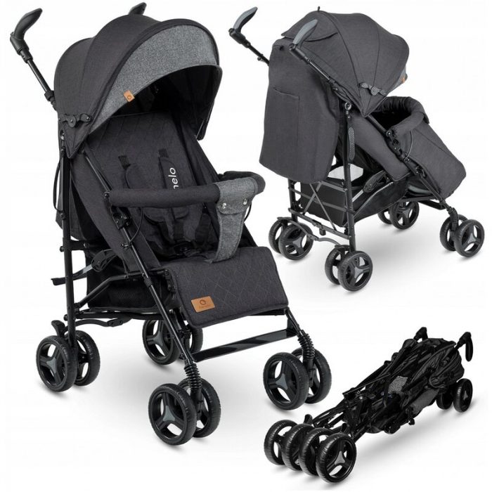 Lionelo - Carucior sport Irma, Cu husa de picioare, Cu plasa de tantari, Conform cu standardul european de securitate EN1888-1, Negru [2]