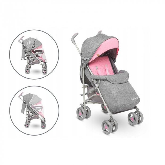 Lionelo - Carucior sport Irma, Cu husa de picioare, Cu plasa de tantari, Conform cu standardul european de securitate EN1888-1, Roz [5]