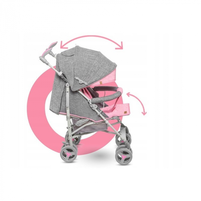 Lionelo - Carucior sport Irma, Cu husa de picioare, Cu plasa de tantari, Conform cu standardul european de securitate EN1888-1, Roz [3]