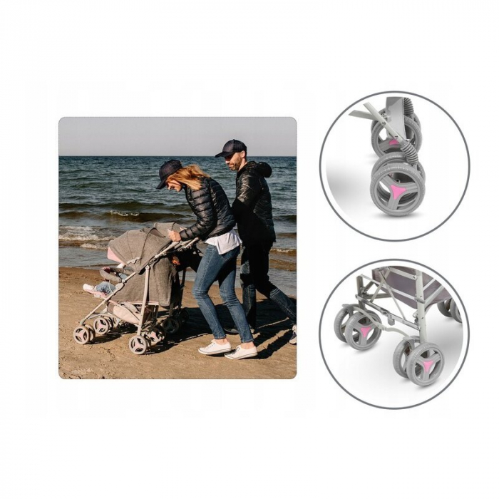 Lionelo - Carucior sport Irma, Cu husa de picioare, Cu plasa de tantari, Conform cu standardul european de securitate EN1888-1, Roz [28]
