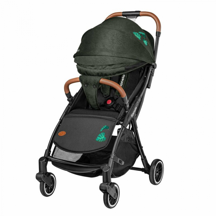 Lionelo - Carucior sport Julie One, De la nastere, Greutate redusa, Cu accesorii, Cadru din aluminiu, 0-22 kg, Conform cu standardele europene de securitate EN1888-1 si EN1888-2, Verde Tropical [9]