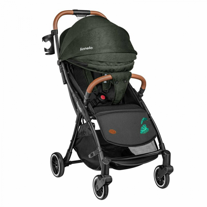 Lionelo - Carucior sport Julie One, De la nastere, Greutate redusa, Cu accesorii, Cadru din aluminiu, 0-22 kg, Conform cu standardele europene de securitate EN1888-1 si EN1888-2, Verde Tropical [25]
