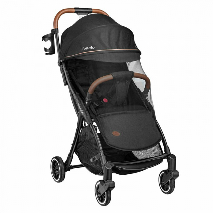 Lionelo - Carucior sport Julie One, De la nastere, Greutate redusa, Cu accesorii, Cadru din aluminiu, 0-22 kg, Conform cu standardele europene de securitate EN1888-1 si EN1888-2, Negru [17]