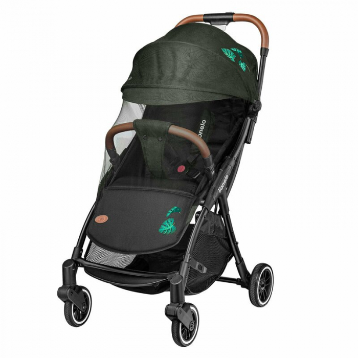 Lionelo - Carucior sport Julie One, De la nastere, Greutate redusa, Cu accesorii, Cadru din aluminiu, 0-22 kg, Conform cu standardele europene de securitate EN1888-1 si EN1888-2, Verde Tropical [23]