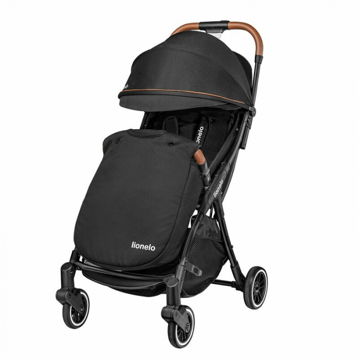 Lionelo - Carucior sport Julie One, De la nastere, Greutate redusa, Cu accesorii, Cadru din aluminiu, 0-22 kg, Conform cu standardele europene de securitate EN1888-1 si EN1888-2, Negru [4]