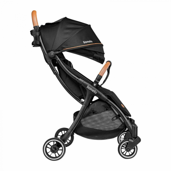 Lionelo - Carucior sport Julie One, De la nastere, Greutate redusa, Cu accesorii, Cadru din aluminiu, 0-22 kg, Conform cu standardele europene de securitate EN1888-1 si EN1888-2, Negru [10]