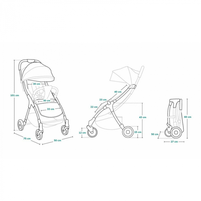 Lionelo - Carucior sport Julie One, De la nastere, Greutate redusa, Cu accesorii, Cadru din aluminiu, 0-22 kg, Conform cu standardele europene de securitate EN1888-1 si EN1888-2, Negru/Auriu [14]