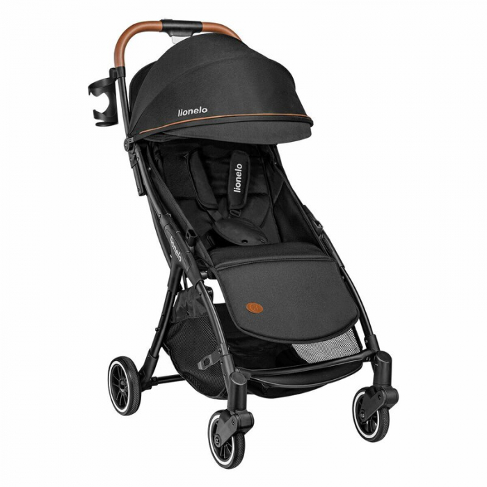 Lionelo - Carucior sport Julie One, De la nastere, Greutate redusa, Cu accesorii, Cadru din aluminiu, 0-22 kg, Conform cu standardele europene de securitate EN1888-1 si EN1888-2, Negru [6]