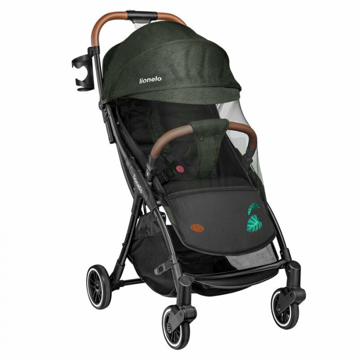 Lionelo - Carucior sport Julie One, De la nastere, Greutate redusa, Cu accesorii, Cadru din aluminiu, 0-22 kg, Conform cu standardele europene de securitate EN1888-1 si EN1888-2, Verde Tropical [24]