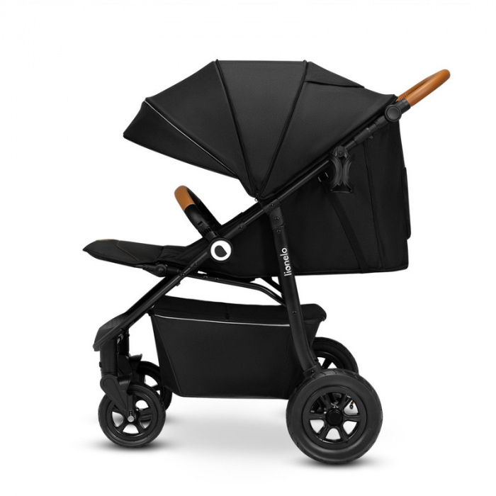 Lionelo - Carucior sport Natt, De la nastere, Cu accesorii si capotina XXL reglabila, 0 - 22 kg, Conform cu standardele europene de securitate EN1888-1, EN1888-2, Negru Onyx [9]