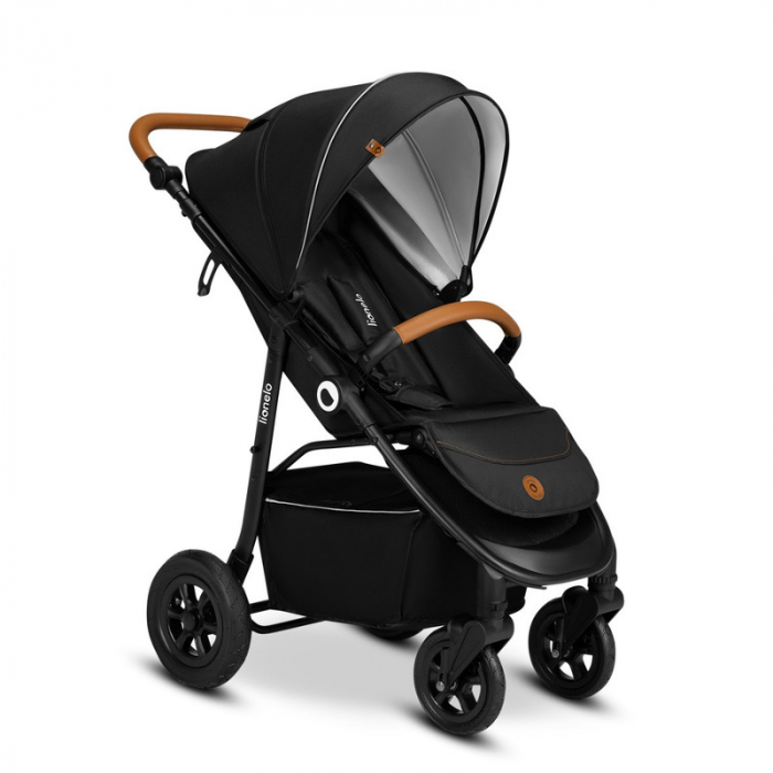 Lionelo - Carucior sport Natt, De la nastere, Cu accesorii si capotina XXL reglabila, 0 - 22 kg, Conform cu standardele europene de securitate EN1888-1, EN1888-2, Negru Onyx [1]