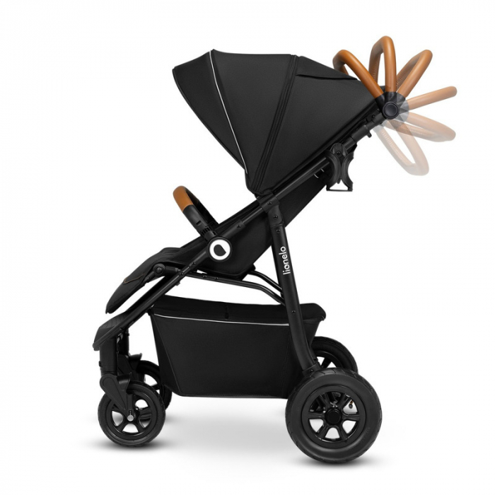 Lionelo - Carucior sport Natt, De la nastere, Cu accesorii si capotina XXL reglabila, 0 - 22 kg, Conform cu standardele europene de securitate EN1888-1, EN1888-2, Negru Onyx [10]