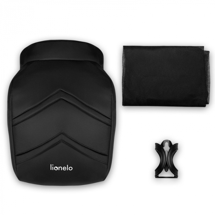 Lionelo - Carucior sport Natt, De la nastere, Cu accesorii si capotina XXL reglabila, 0 - 22 kg, Conform cu standardele europene de securitate EN1888-1, EN1888-2, Negru Onyx [21]